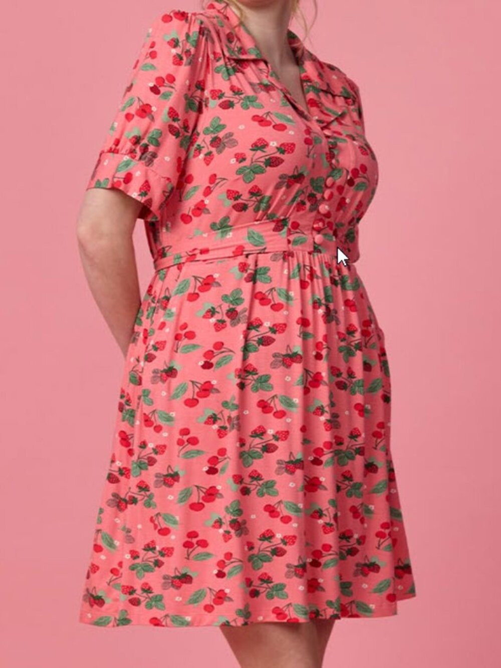 Joanie "Eleanor" Dress, Pink and Red Berries, US Size 16, New but w/o Tags